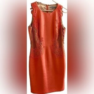 ANTONIO MELANI Coral Lace Detail Mini Dress